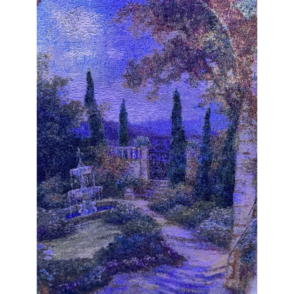 Psalm 37:7 Woven Tapestry Wall Hanging Garden Fountain Landscape Made in USA